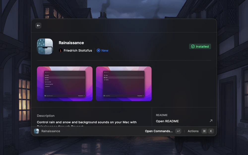 Rainaissance in Raycast